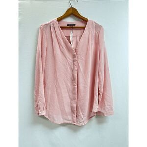 Urban Coco Womens Tunic Long Sleeve Sheer Blouse Pink Sz M New with Tags